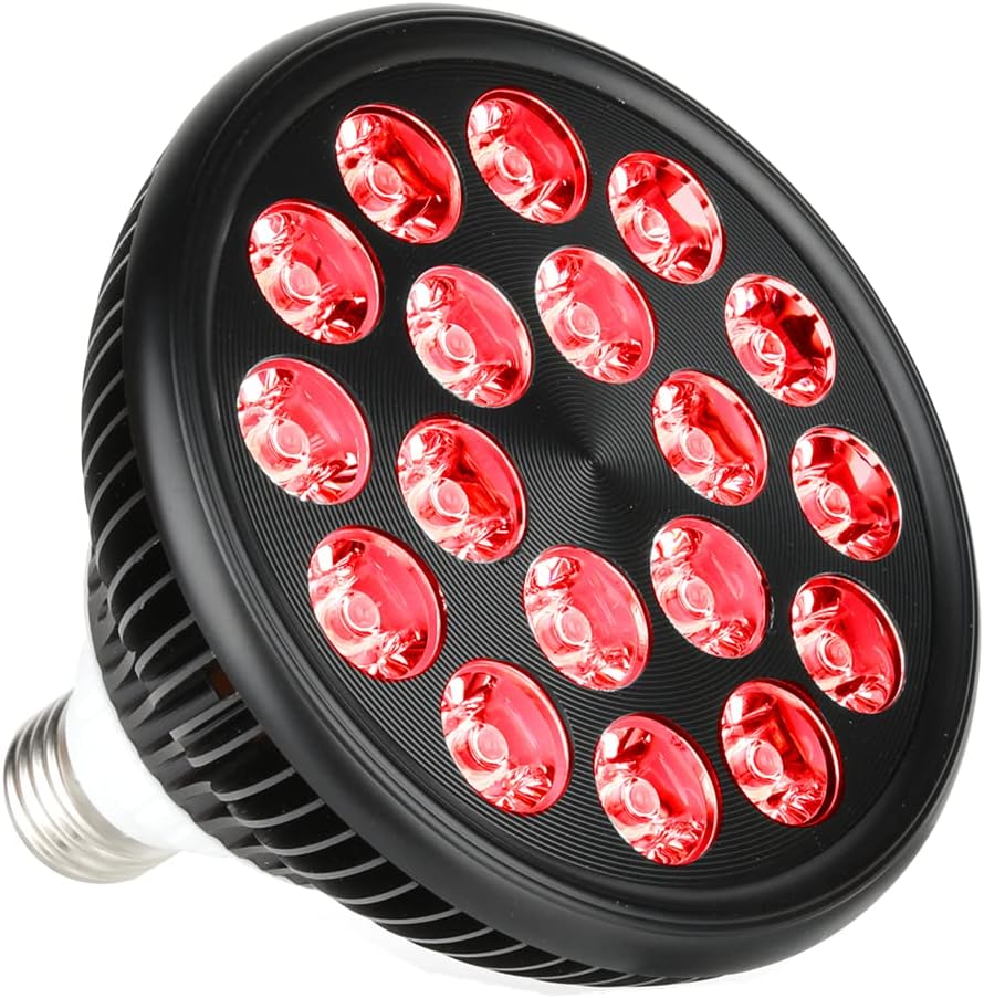 Red Therapy Light lamp 54 W 18 LED with Light Socket, Dual Chips Red 660 and Near Infrared 850nm Bulbs