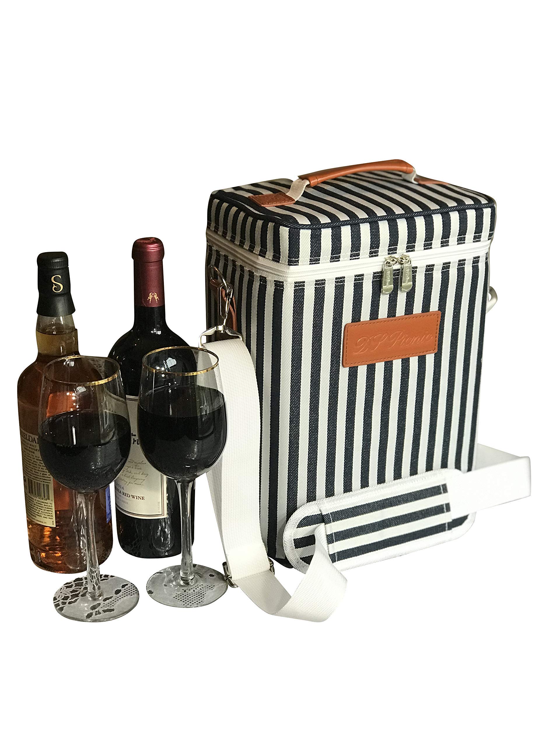 Insulated Wine Tote Bag Wine Bottle Carrier 4 Bottle Capacity Cooler Bag for Outdoor Camping Great Wine Lover Gift with Handle and Adjustable Shoulder Strap (Gray)