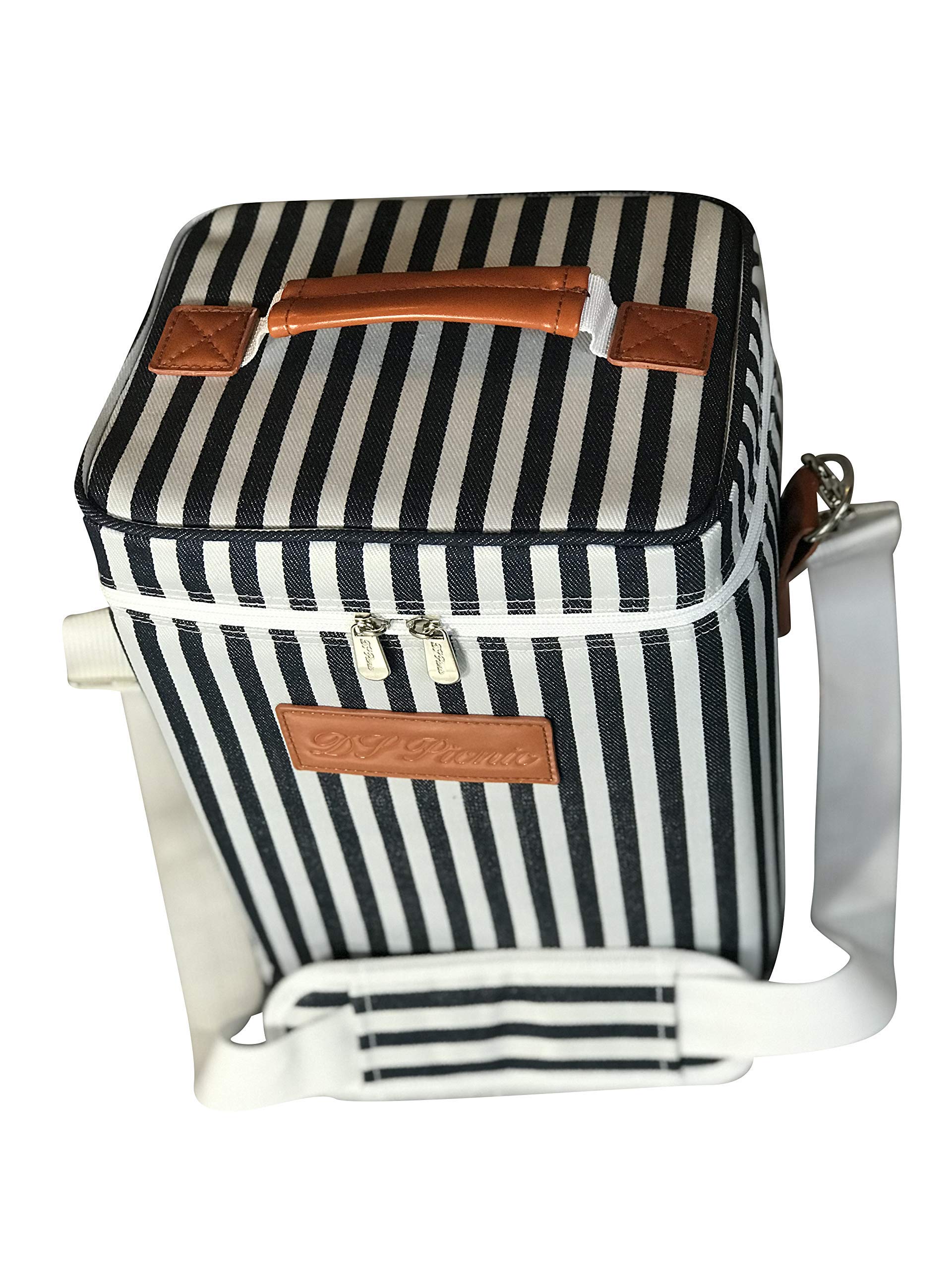 Insulated Wine Tote Bag Wine Bottle Carrier 4 Bottle Capacity Cooler Bag for Outdoor Camping Great Wine Lover Gift with Handle and Adjustable Shoulder Strap (Gray)