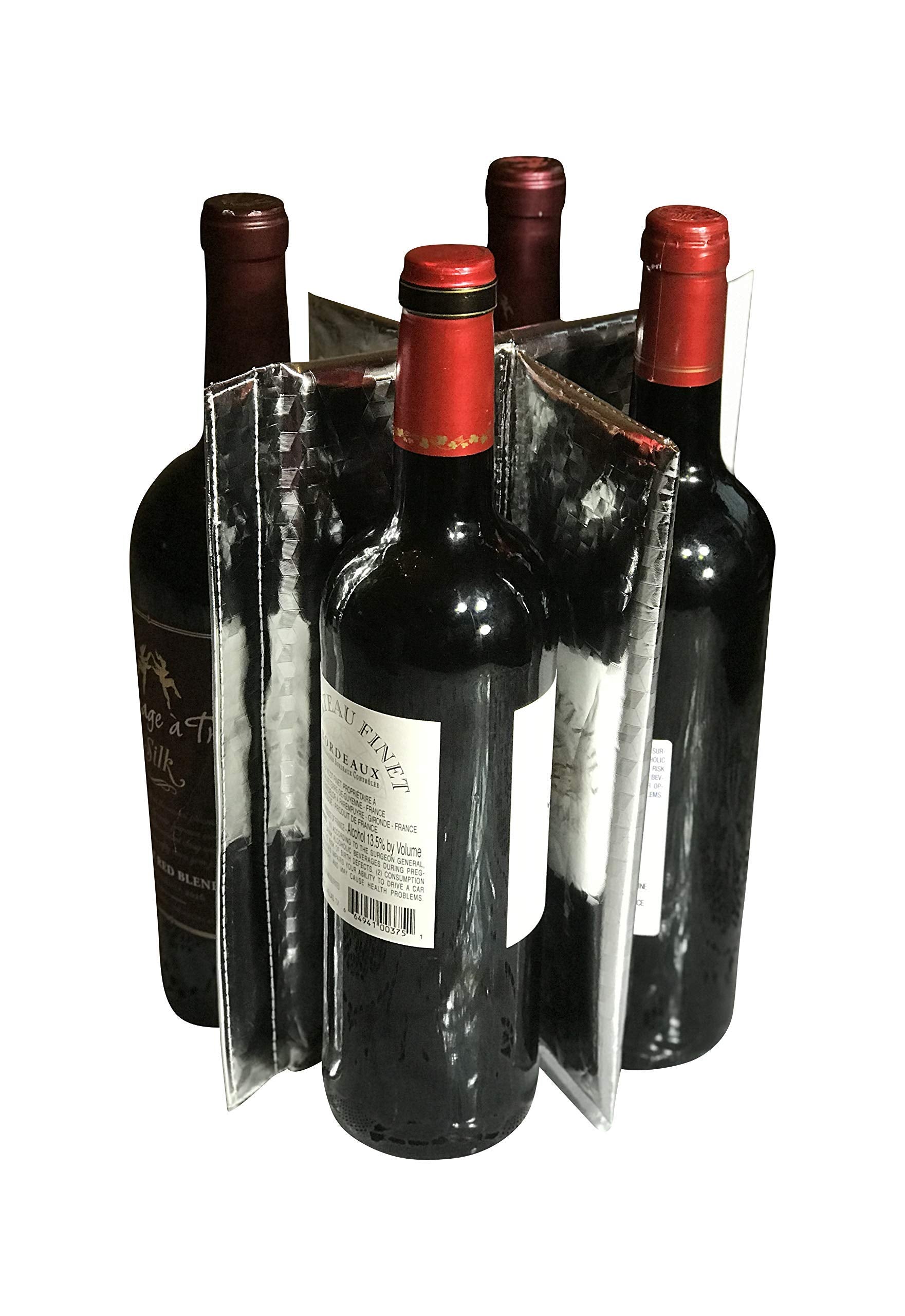 Insulated Wine Tote Bag Wine Bottle Carrier 4 Bottle Capacity Cooler Bag for Outdoor Camping Great Wine Lover Gift with Handle and Adjustable Shoulder Strap (Gray)