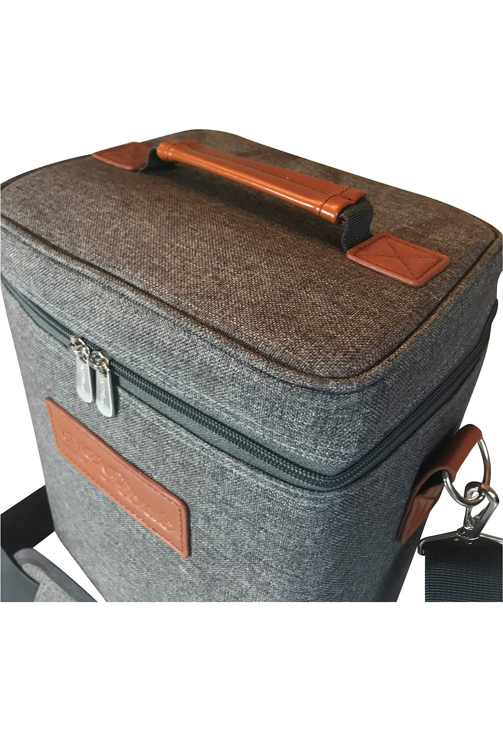 Insulated Wine Tote Bag Wine Bottle Carrier 4 Bottle Capacity Cooler Bag for Outdoor Camping Great Wine Lover Gift with Handle and Adjustable Shoulder Strap (Gray)