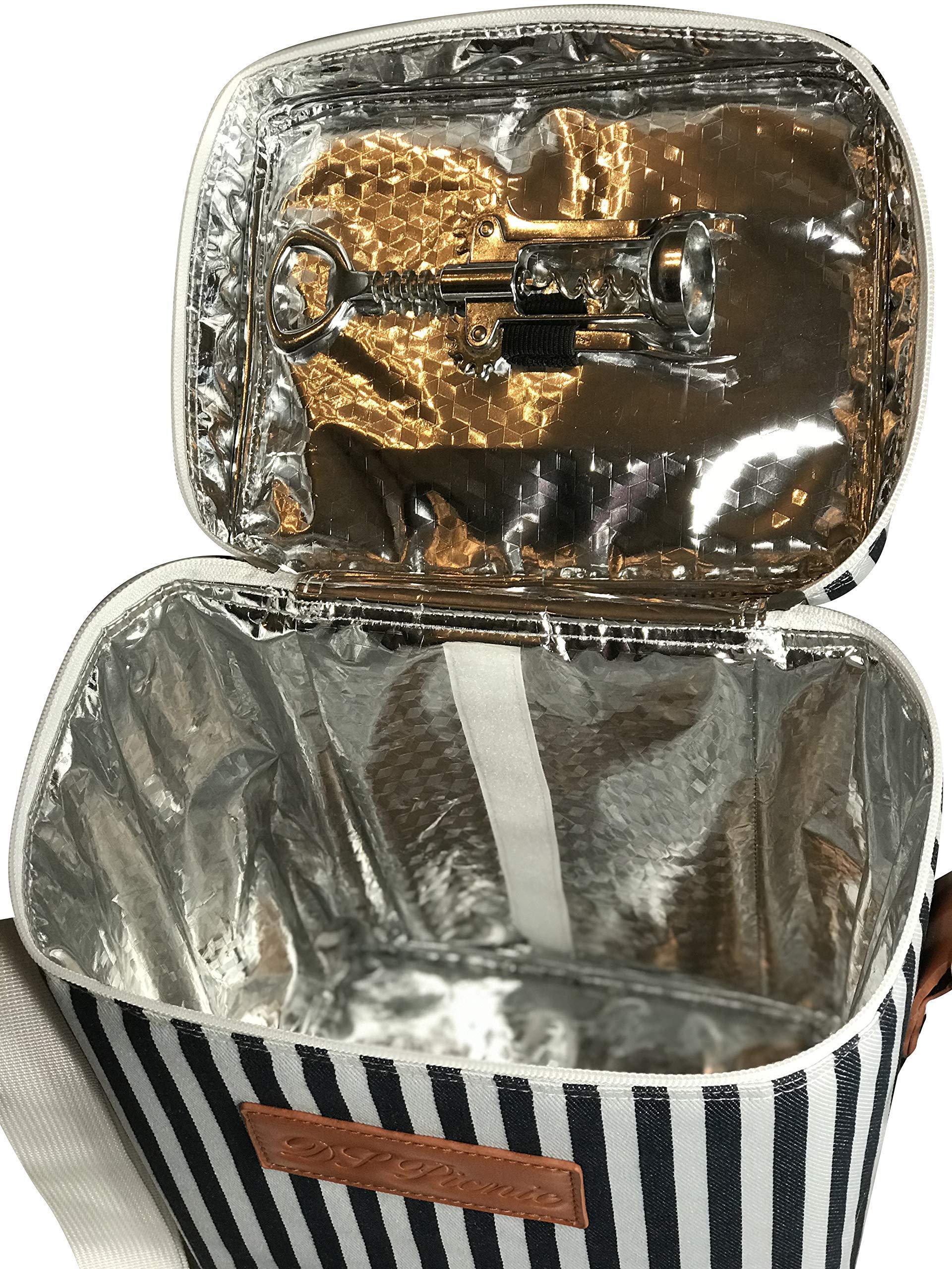 Insulated Wine Tote Bag Wine Bottle Carrier 4 Bottle Capacity Cooler Bag for Outdoor Camping Great Wine Lover Gift with Handle and Adjustable Shoulder Strap (Gray)