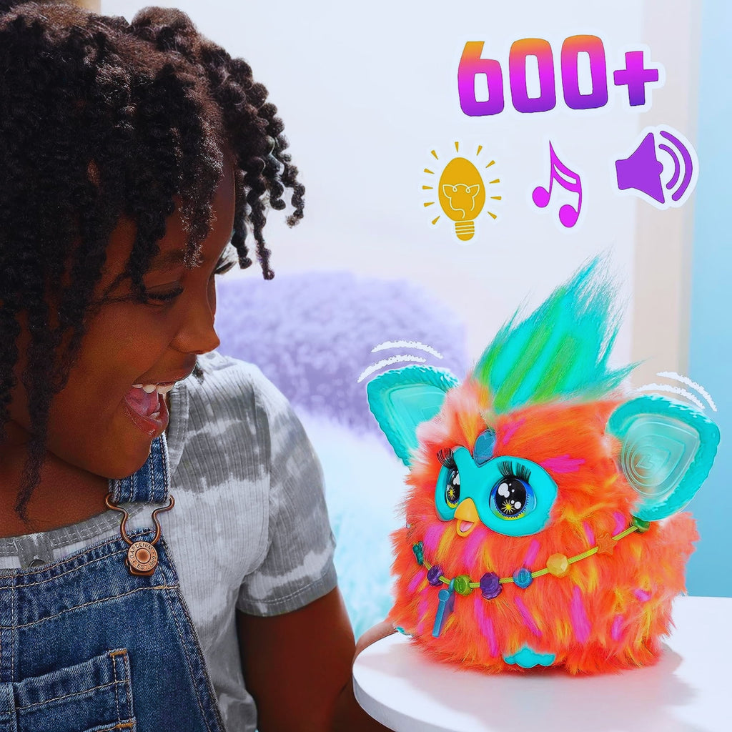 Furby Coral Interactive Plush Toys with 15 Fashion Accessories Voice Activated Animatronic Dancing Soft Toy for Kid Toddlers Christmas Holiday Birthday Gifts for 6 Yrs Old Up