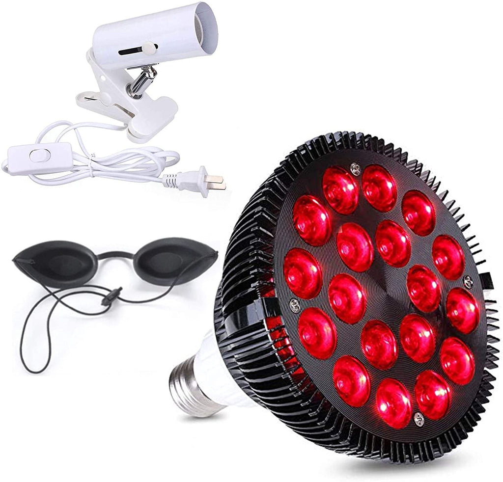 Infrared Red Light Therapy lamp 54 W 18 LED with Socket, Deep Red 660nm / 850nm
