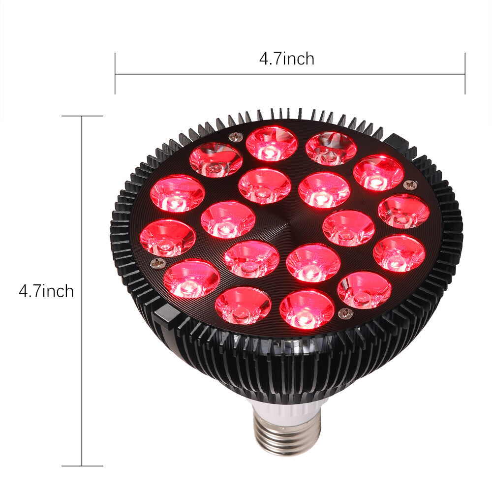 Infrared Red Light Therapy lamp 54 W 18 LED with Socket, Deep Red 660nm / 850nm