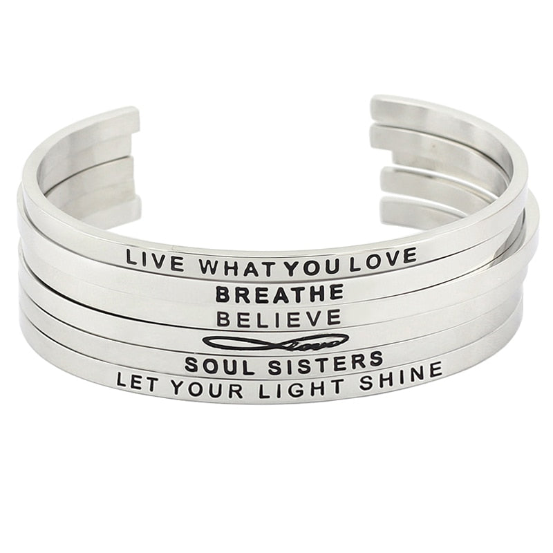 Inspirational Bracelets for Women Motivational Mantra Quote Cuff Bangle for  ACM  eBay